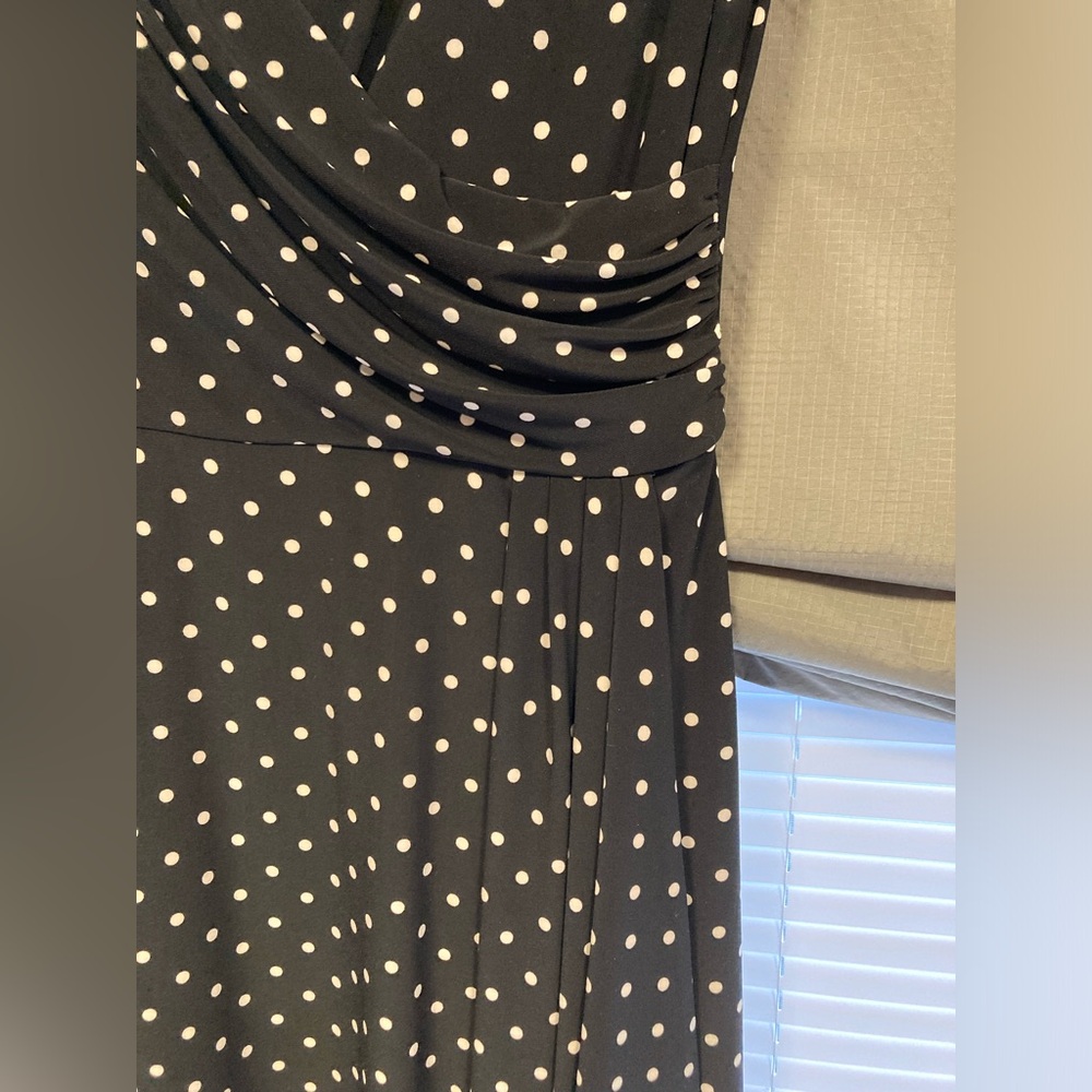 Ralph Lauren Black and White Faux Wrap Polka Dot A-Line Dress - Size 10 - Picture 10 of 11
